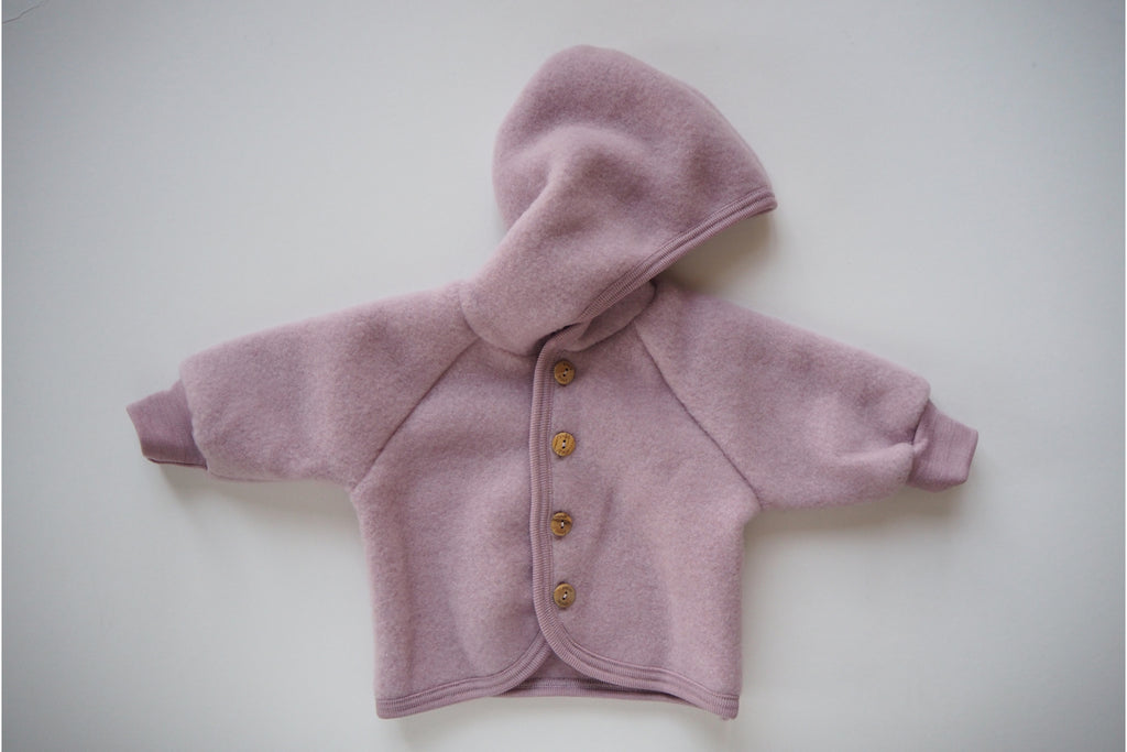 Baby Jacket - Organic Merino Wool Fleece - Rosewood - 0/3m to 6-12m - By Engel