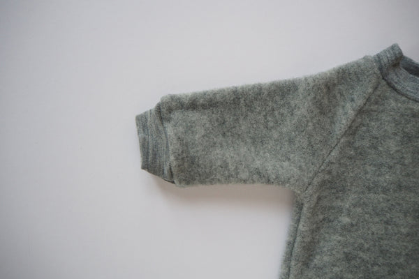 Sweater - Organic Merino Wool Fleece - Grey - 0/3m to 6/12m - By Engel