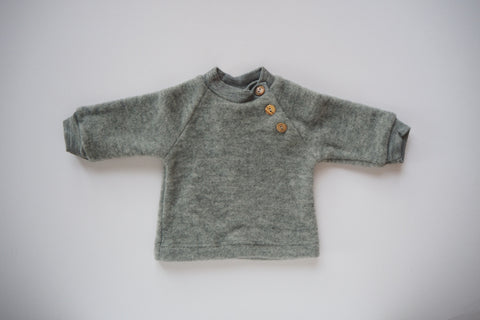 Sweater - Organic Merino Wool Fleece - Grey - 6/12m - Last one! - By Engel - 20% off