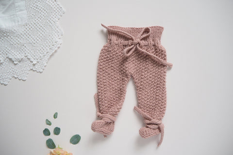 'Cocoon' Leggings with feet - Rose - Newborn