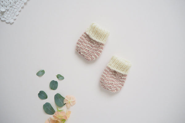 'Chamonix' Mittens - Rose & Milk - Newborn - 60% off