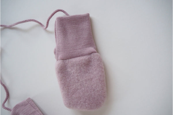 Baby Mittens- Organic Merino Wool Fleece - Rosewood - 0/12m - By Engel