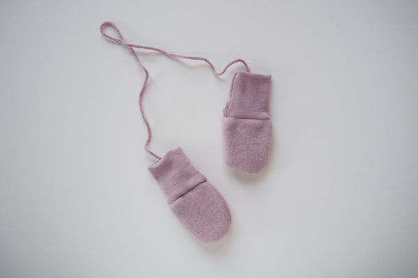 Baby Mittens- Organic Merino Wool Fleece - Rosewood - 0/12m - By Engel