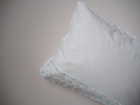 Pillowcase with blue embroidery