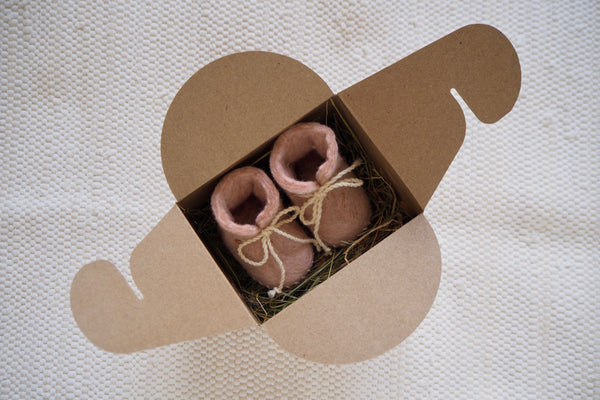 'Finnie' booties by the brand Filzling - Powder Pink - 0-3m