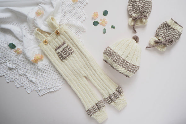 'Chamonix' Overall - Stone & Milk - Newborn - 60% off - Last one!