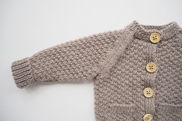 'Simone' Cardigan - Stone - Newborn to 3y