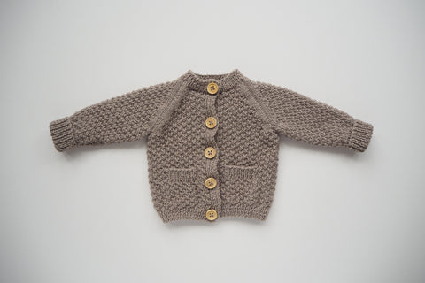 'Simone' Cardigan - Stone - Newborn to 3y