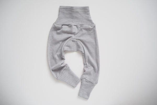 Leggings in organic cotton, silk and wool - Silver - 0/3m to 9/12m - By Cosilana