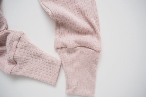 Leggings in organic cotton, silk and wool - Rose - 0/3m to 9/12m - By Cosilana