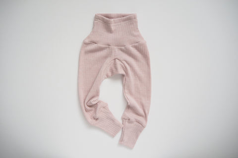 Leggings in organic cotton, silk and wool - Rose - 0/3m to 9/12m - By Cosilana