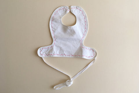 Lovely white and pink bib - 0/6m