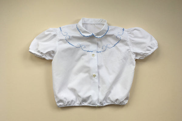 Blouse with scallop hand embroidery - 'Sophie' - 3/4y