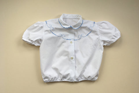 Blouse with scallop hand embroidery - 'Sophie' - 3/4y