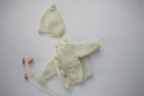 'Simone' Cardigan - Milk - Newborn to 12m