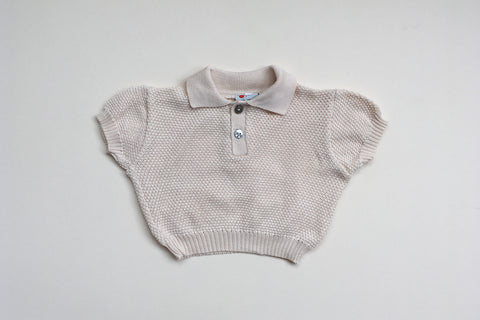 Beige jumper with short sleeves - 6/12m