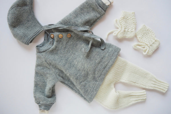 Baby Bonnet - Organic Merino Wool Fleece - Grey - 0/3m & 3/6m - By Engel - 20% off