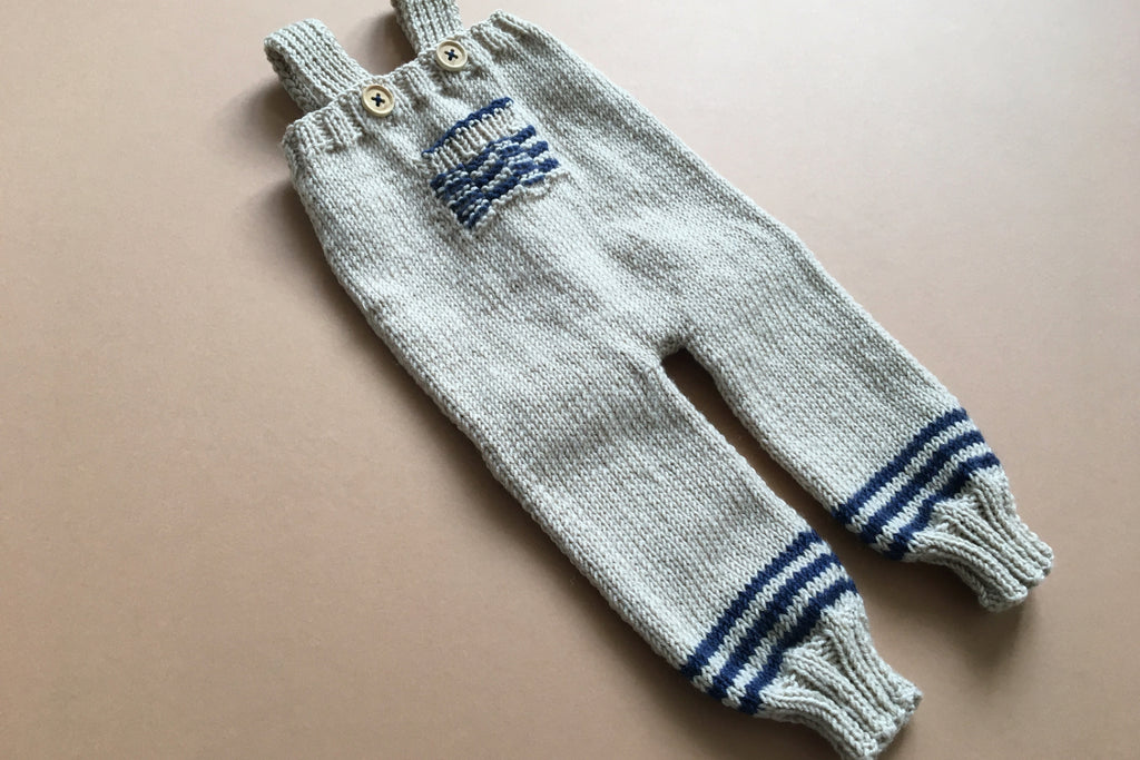 Unique Collection - Knit 10 - Overall in Beige & Navy - Newborn
