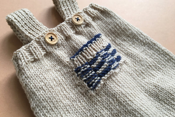 Unique Collection - Knit 10 - Overall in Beige & Navy - Newborn