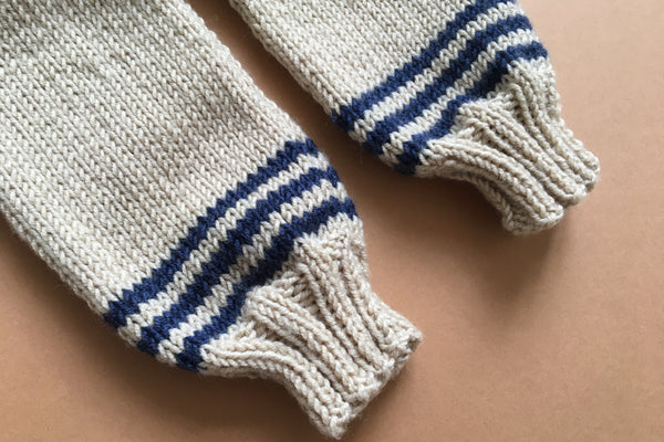 Unique Collection - Knit 10 - Overall in Beige & Navy - Newborn