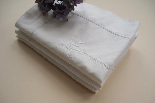 White hand embroidered pillowcase