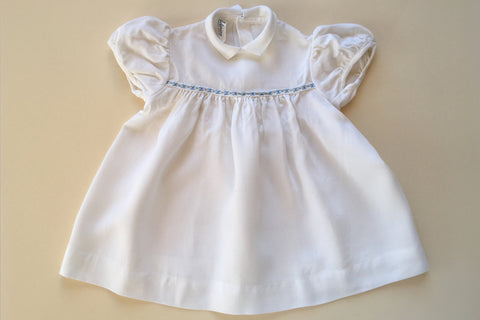 White dress with a blue ribbon - 12/18m