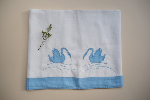 Flat sheet with swans