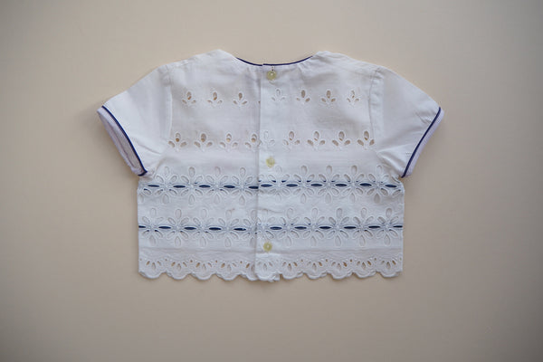 Blouse with two navy bows - 18m - 40% off