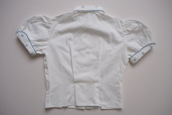White shirt with blue embroidery - 'Camille' - 6y