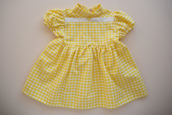 Yellow gingham dress -12m