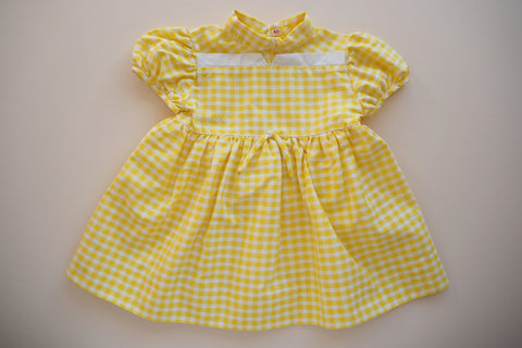 Yellow gingham dress -12m